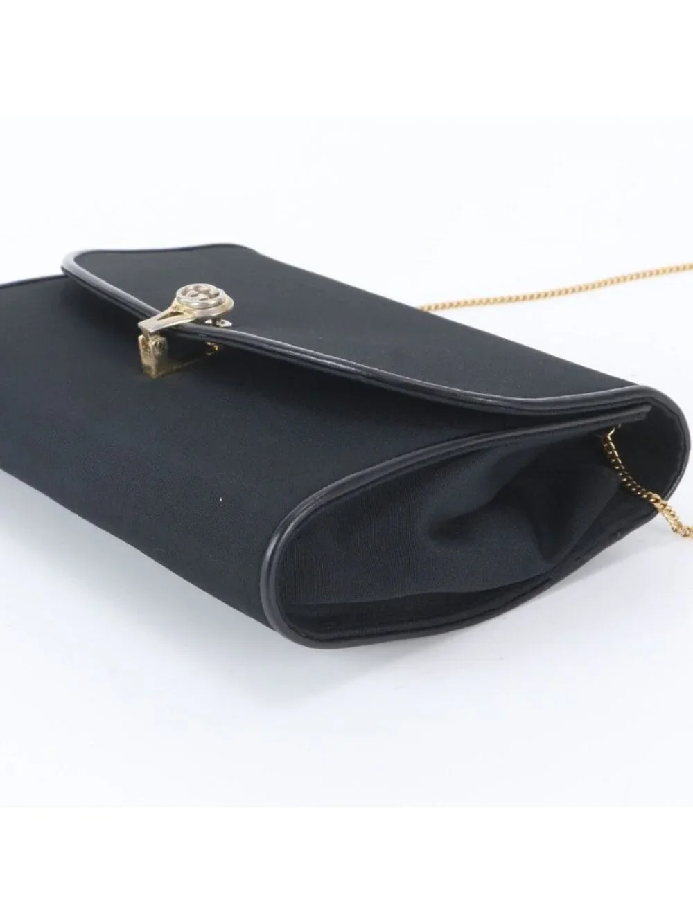 ★SOLD★ Gucci Vintage Chain Leather Nylon 2-Way Shoulder Bag Crossbody Black - Picture 5 of 9